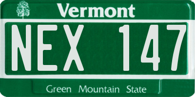 VT license plate NEX147