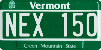 VT license plate NEX150