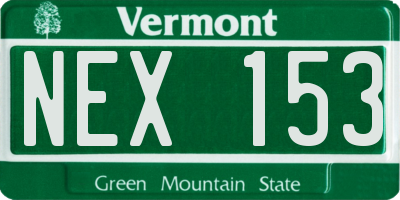 VT license plate NEX153