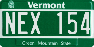VT license plate NEX154