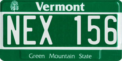 VT license plate NEX156