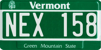 VT license plate NEX158