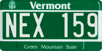 VT license plate NEX159