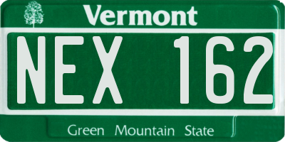 VT license plate NEX162