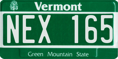 VT license plate NEX165