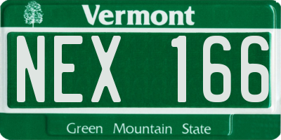 VT license plate NEX166