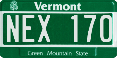 VT license plate NEX170