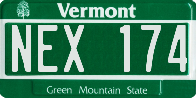 VT license plate NEX174
