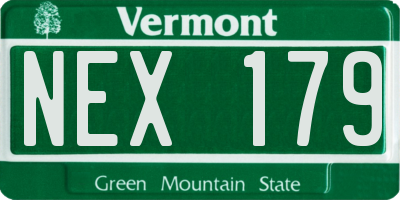 VT license plate NEX179