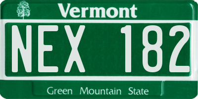 VT license plate NEX182