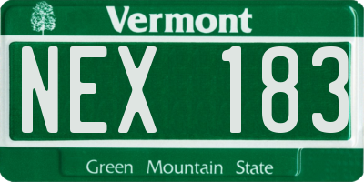 VT license plate NEX183