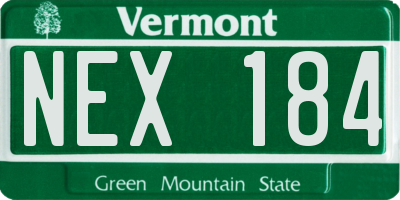 VT license plate NEX184