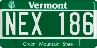 VT license plate NEX186