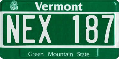 VT license plate NEX187