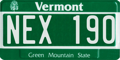 VT license plate NEX190