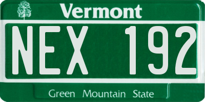 VT license plate NEX192