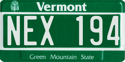 VT license plate NEX194