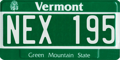 VT license plate NEX195