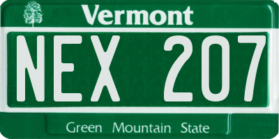VT license plate NEX207