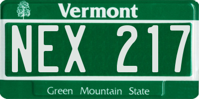 VT license plate NEX217