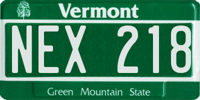 VT license plate NEX218