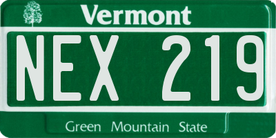 VT license plate NEX219