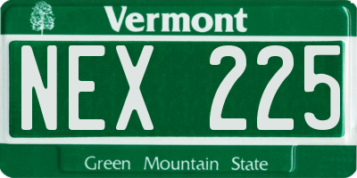 VT license plate NEX225