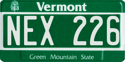 VT license plate NEX226