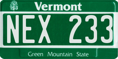 VT license plate NEX233