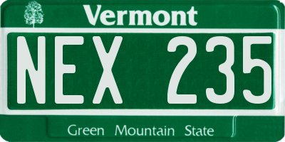 VT license plate NEX235