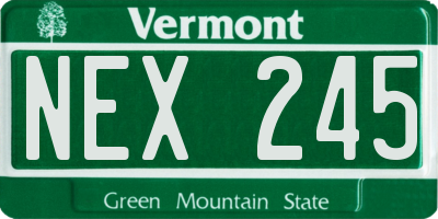 VT license plate NEX245