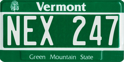 VT license plate NEX247