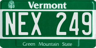 VT license plate NEX249