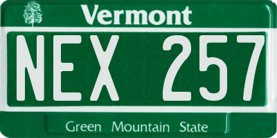 VT license plate NEX257