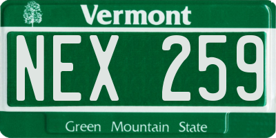VT license plate NEX259