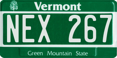 VT license plate NEX267