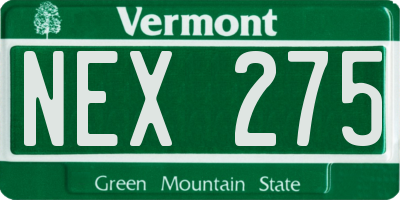 VT license plate NEX275