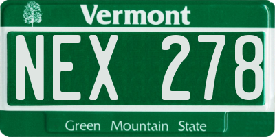 VT license plate NEX278