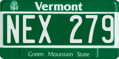 VT license plate NEX279