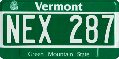 VT license plate NEX287