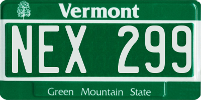 VT license plate NEX299