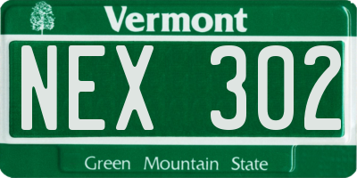 VT license plate NEX302