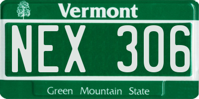 VT license plate NEX306