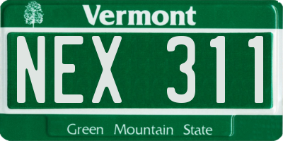 VT license plate NEX311