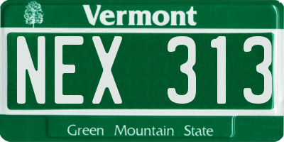 VT license plate NEX313