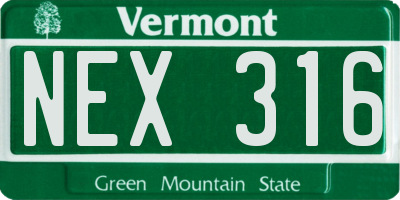 VT license plate NEX316