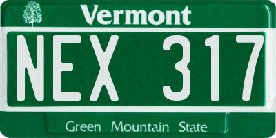 VT license plate NEX317