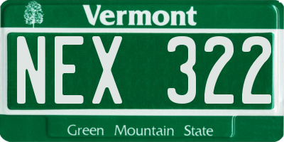 VT license plate NEX322