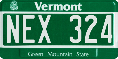 VT license plate NEX324