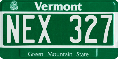 VT license plate NEX327